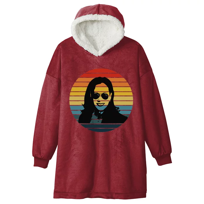 Kamala Harris Vintage Retro Sunset Sunglasses Nasty Hooded Wearable Blanket