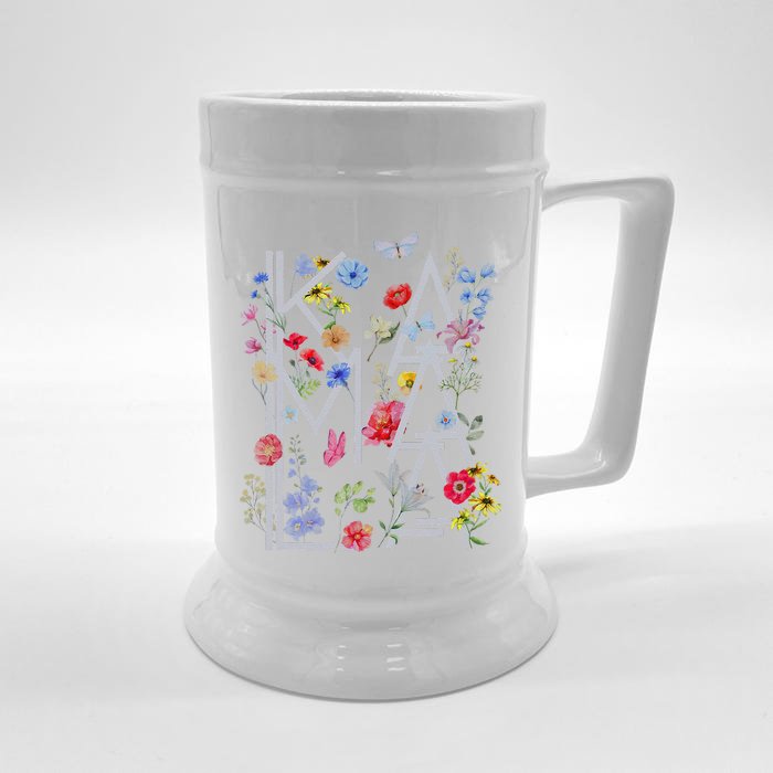 Kamala Harris Vintage Floral Feminine First Female President Gift Front & Back Beer Stein