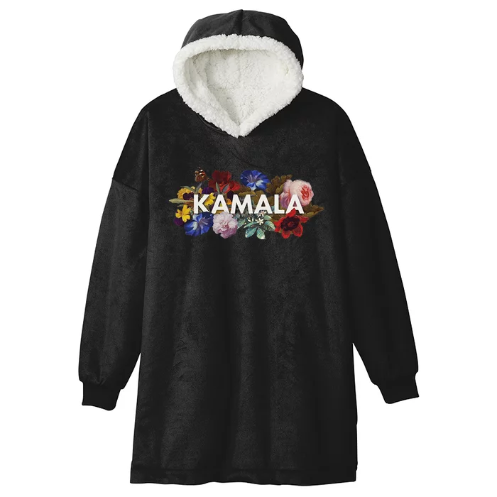 Kamala Harris Vintage Floral Feminist First Female President Gift Hooded Wearable Blanket