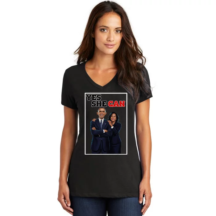 Kamala Harris Waltz And Barack Obama Forward 2024 Election Women's V-Neck T-Shirt