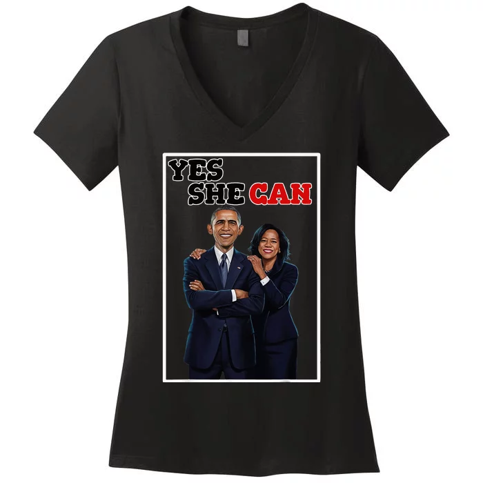 Kamala Harris Waltz And Barack Obama Forward 2024 Election Women's V-Neck T-Shirt