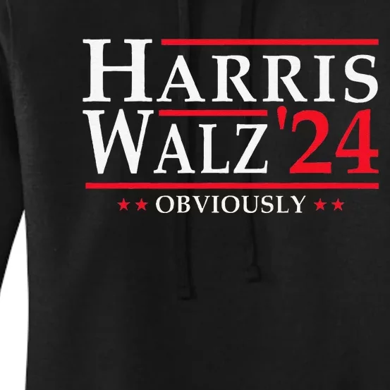 Kamala Harris Walz Obviously 2024 Election Vote Tim Waltz Women's Pullover Hoodie