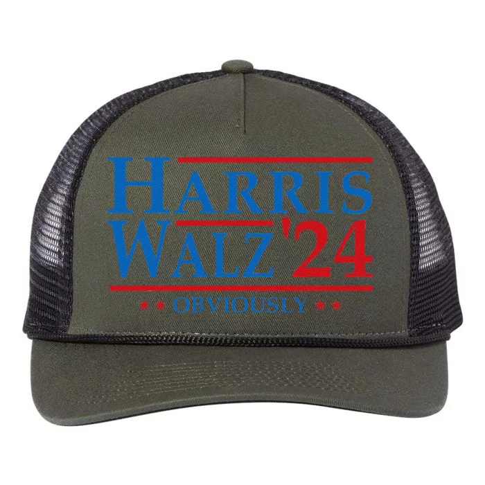 Kamala Harris Walz Obviously 2024 Election Vote Tim Waltz Retro Rope Trucker Hat Cap