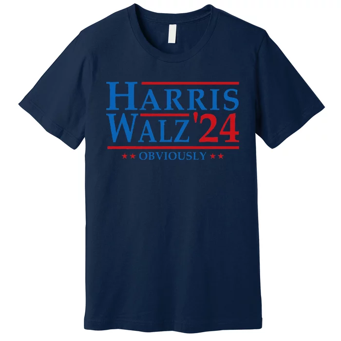 Kamala Harris Walz Obviously 2024 Election Vote Tim Waltz Premium T-Shirt