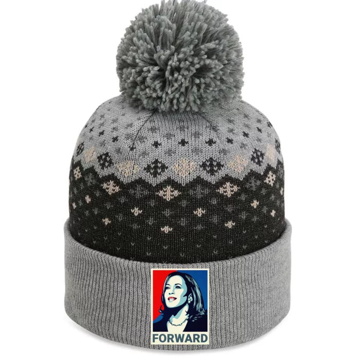 Kamala Harris Walz Waltz 2024 Moving Forward Not Going Back The Baniff Cuffed Pom Beanie