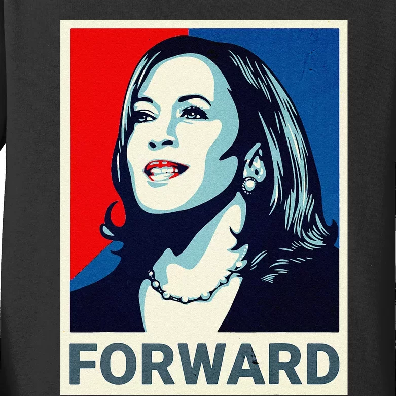 Kamala Harris Walz Waltz 2024 Moving Forward Not Going Back Kids Long Sleeve Shirt