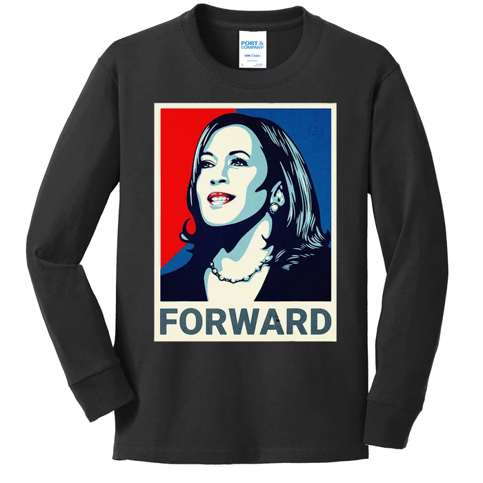 Kamala Harris Walz Waltz 2024 Moving Forward Not Going Back Kids Long Sleeve Shirt