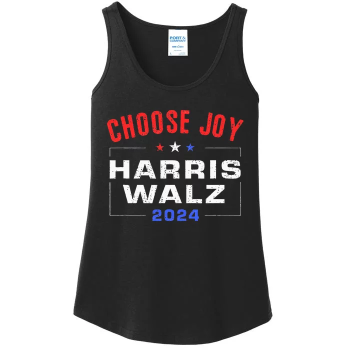 Kamala Harris Walz 2024 Choose Joy Fun Usa Patriotic Ladies Essential Tank