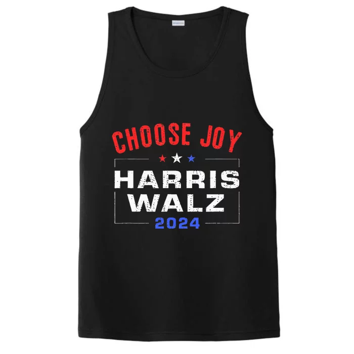 Kamala Harris Walz 2024 Choose Joy Fun Usa Patriotic Performance Tank