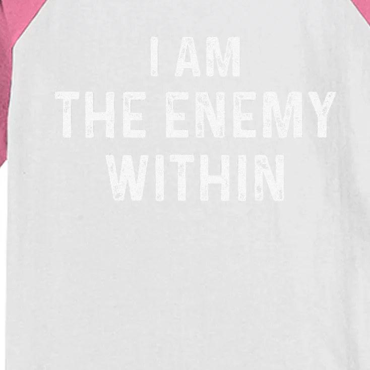 Kamala Harris Walz 2024 I Am The Enemy Within Kids Colorblock Raglan Jersey