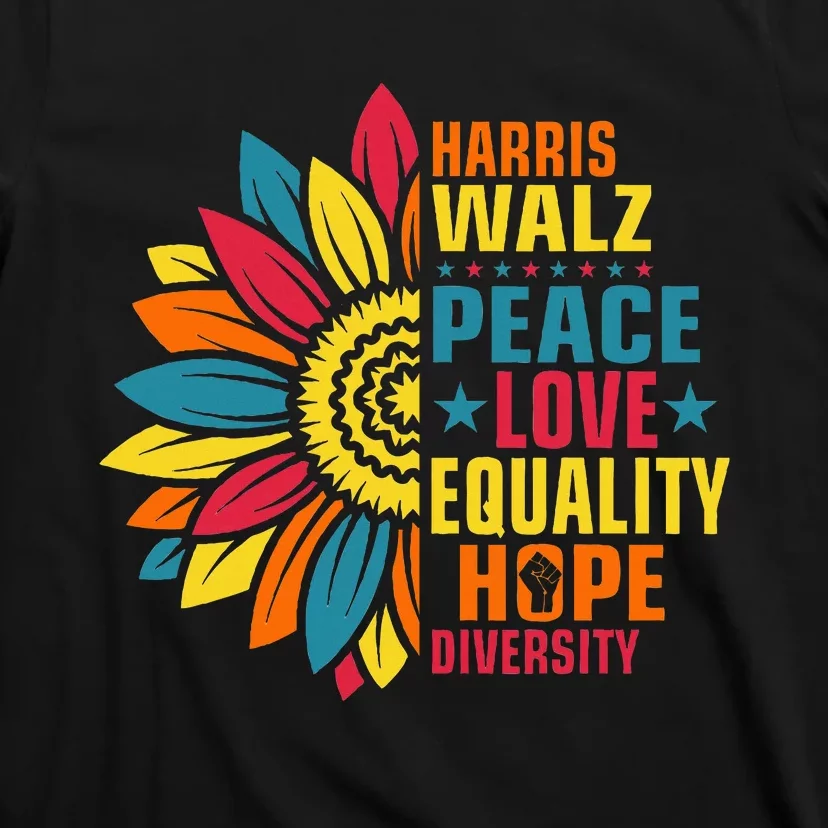 Kamala Harris Waltz Peace Love E Hope Diversity T-Shirt