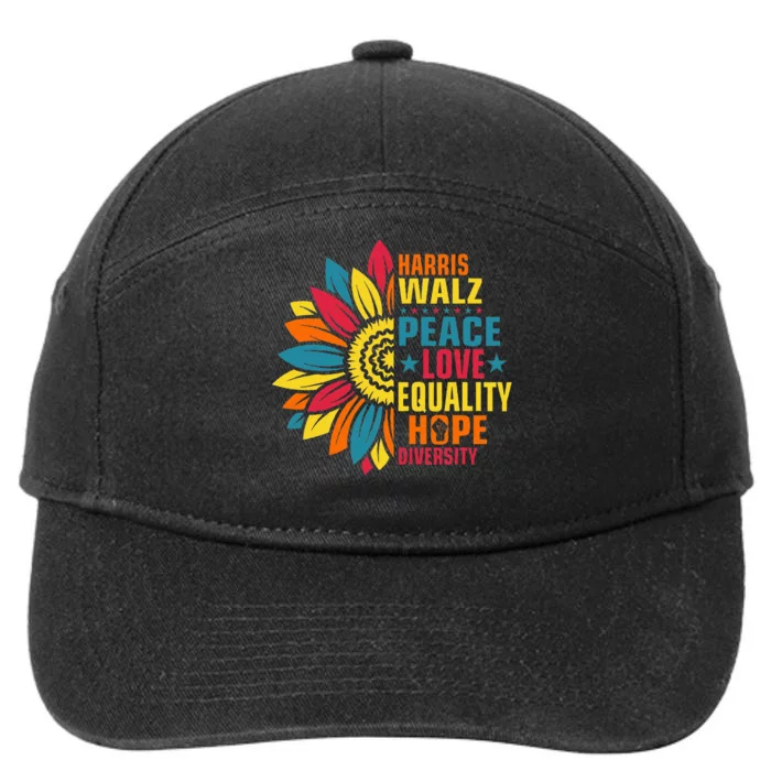 Kamala Harris Waltz Peace Love E Hope Diversity 7-Panel Snapback Hat