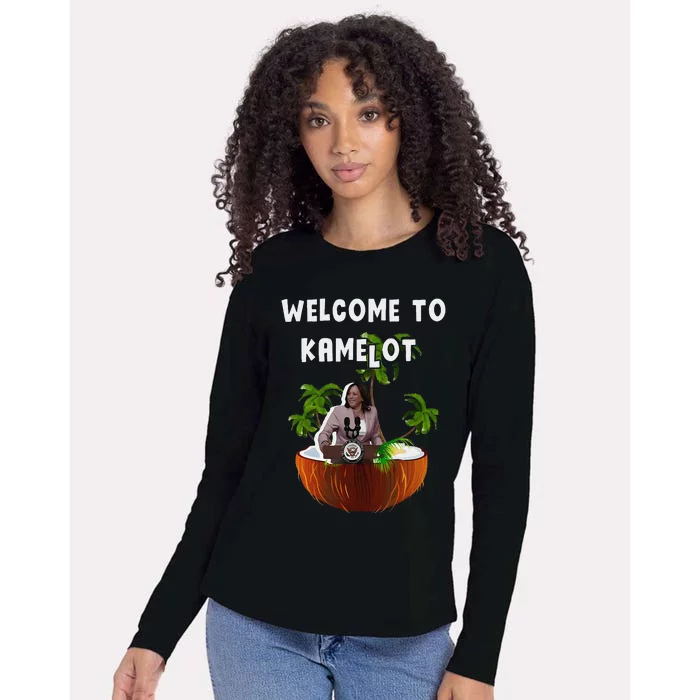 Kamala Harris Welcome To Kamelot Presidential Election 2024 Womens Cotton Relaxed Long Sleeve T-Shirt