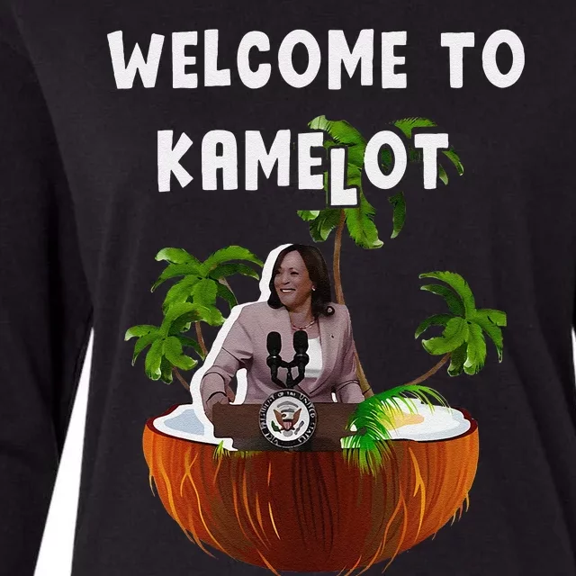 Kamala Harris Welcome To Kamelot Presidential Election 2024 Womens Cotton Relaxed Long Sleeve T-Shirt