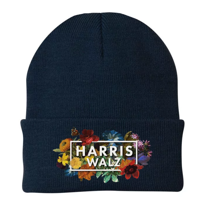 Kamala Harris Walz 2024 Floral Flowers Box Harris Waltz 2024 Knit Cap Winter Beanie