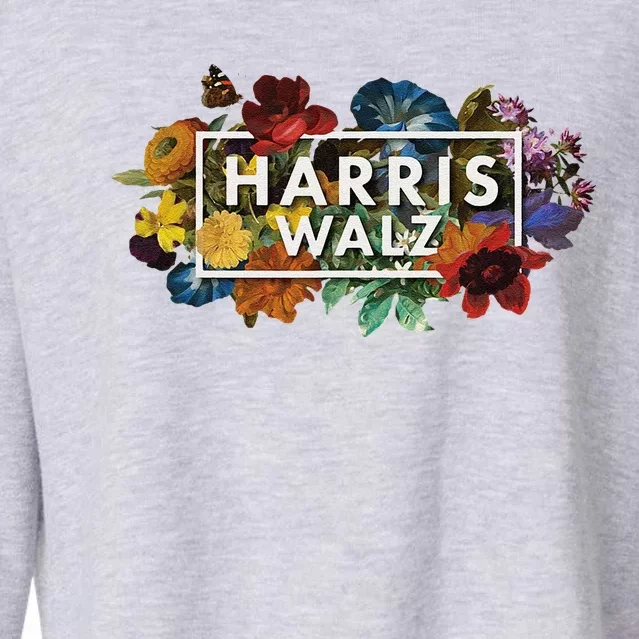 Kamala Harris Walz 2024 Floral Flowers Box Harris Waltz 2024 Cropped Pullover Crew