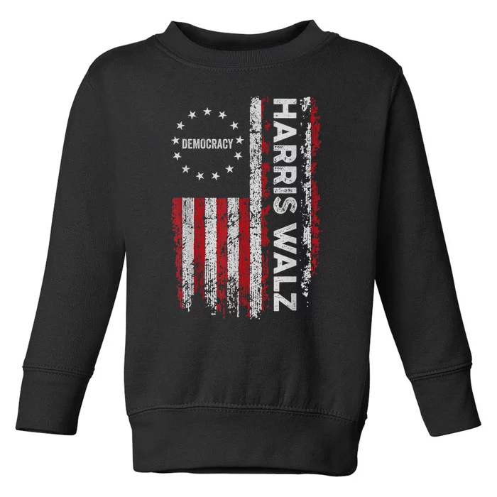 Kamala Harris Walz 2024 Harris Waltz Vp President 47th Flag Toddler Sweatshirt