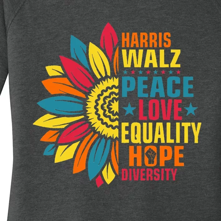 Kamala Harris Waltz Peace Love E Hope Diversity Women's Perfect Tri Tunic Long Sleeve Shirt