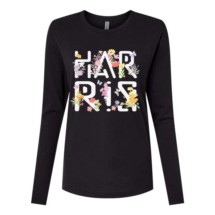 Kamala Harris Wildflower Floral Feminine First Female President 24 Womens Cotton Relaxed Long Sleeve T-Shirt