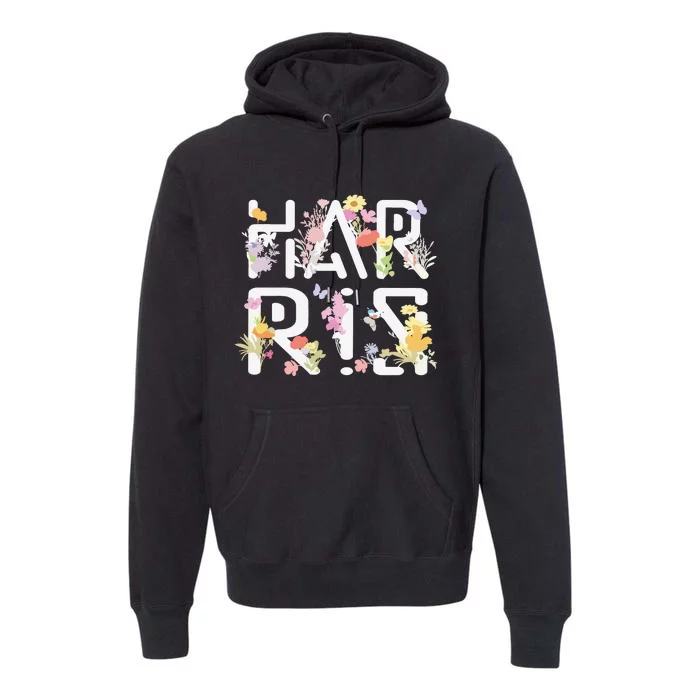 Kamala Harris Wildflower Floral Feminine First Female President 24 Premium Hoodie