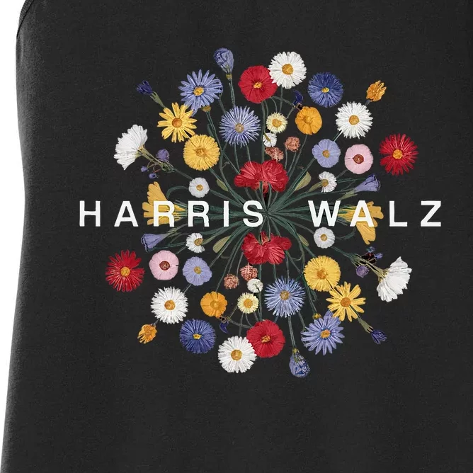 Kamala Harris Waltz Harris Walz Flower Mandala Central Bloom Women's Racerback Tank