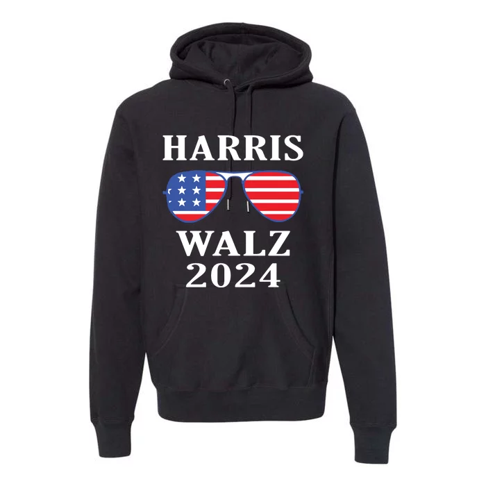 Kamala Harris Waltz American Flag Premium Hoodie