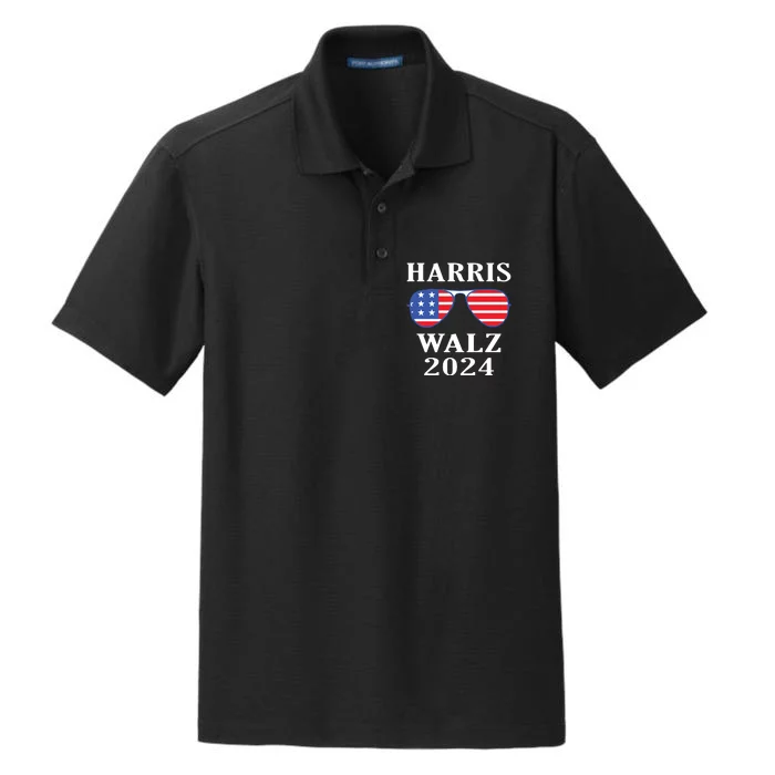 Kamala Harris Waltz American Flag Dry Zone Grid Performance Polo