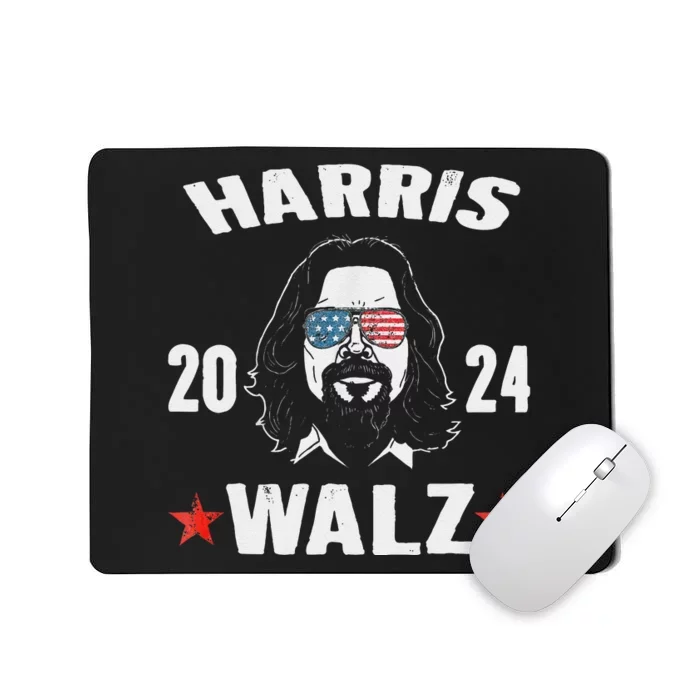 Kamala Harris Waltz 2024 Funny Man White Sunglasses Usa Mousepad