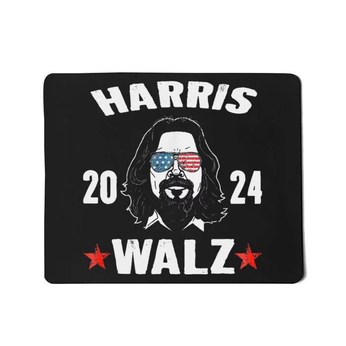 Kamala Harris Waltz 2024 Funny Man White Sunglasses Usa Mousepad