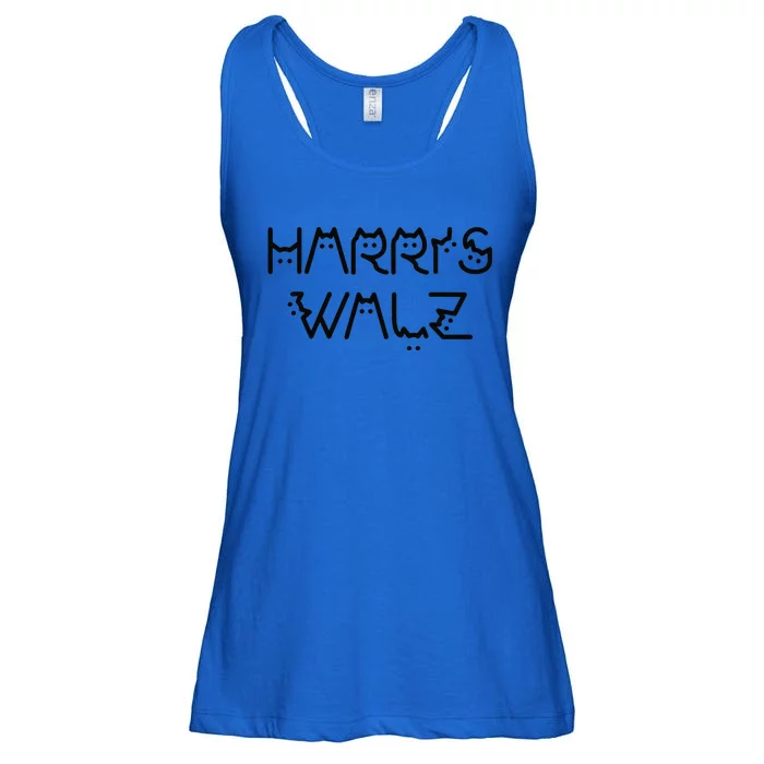 Kamala Harris Walz Waltz 2024 Cat Lettering Positive Funny Ladies Essential Flowy Tank