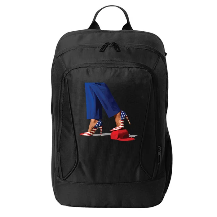 Kamala Harris With High Heels Stepping On Red Hat City Backpack