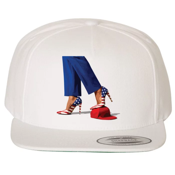 Kamala Harris With High Heels Stepping On Red Hat Wool Snapback Cap