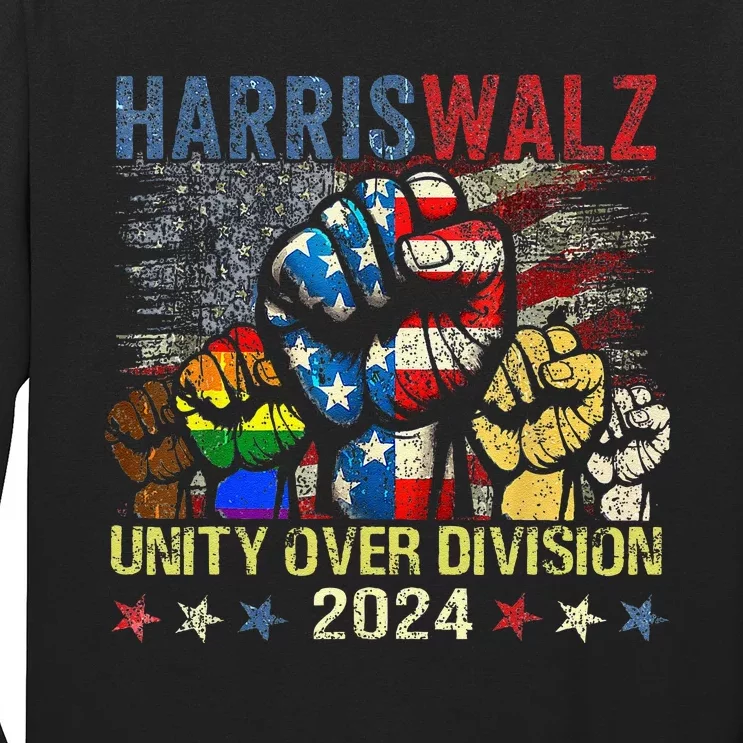 Kamala Harris Walz Waltz 2024 Unity Over Division Long Sleeve Shirt