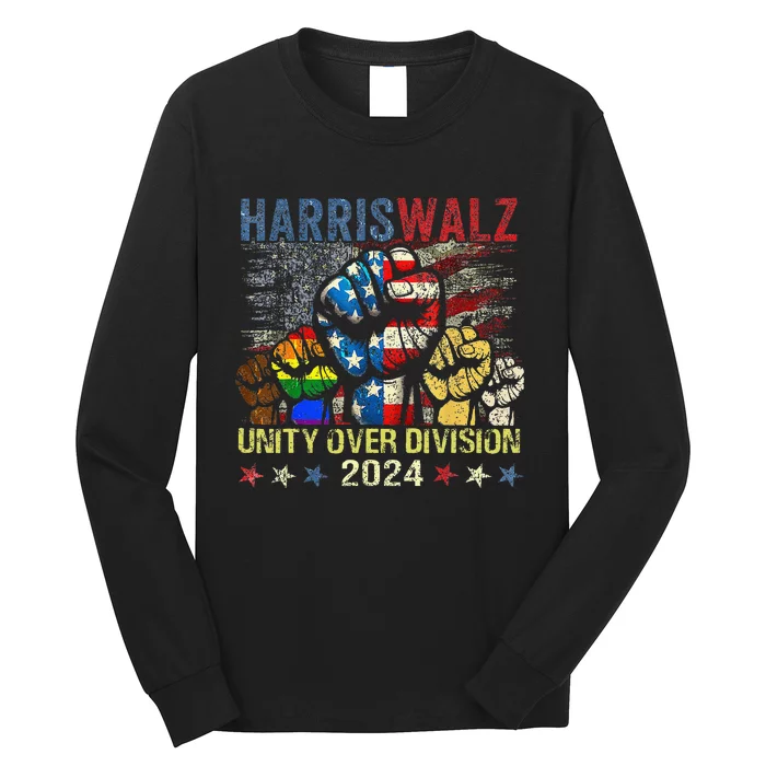 Kamala Harris Walz Waltz 2024 Unity Over Division Long Sleeve Shirt