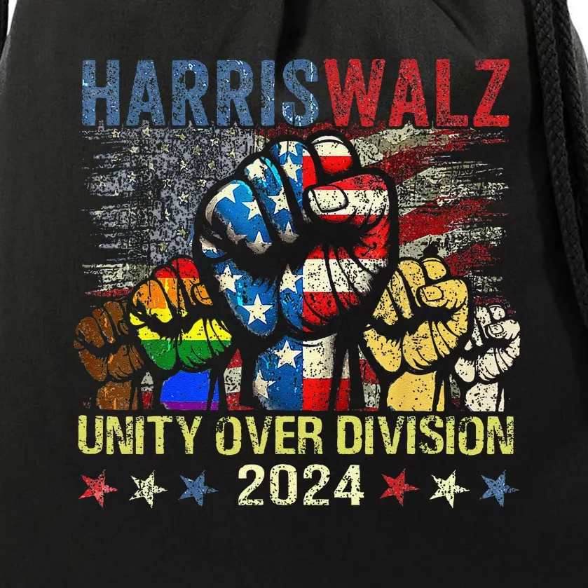 Kamala Harris Walz Waltz 2024 Unity Over Division Drawstring Bag