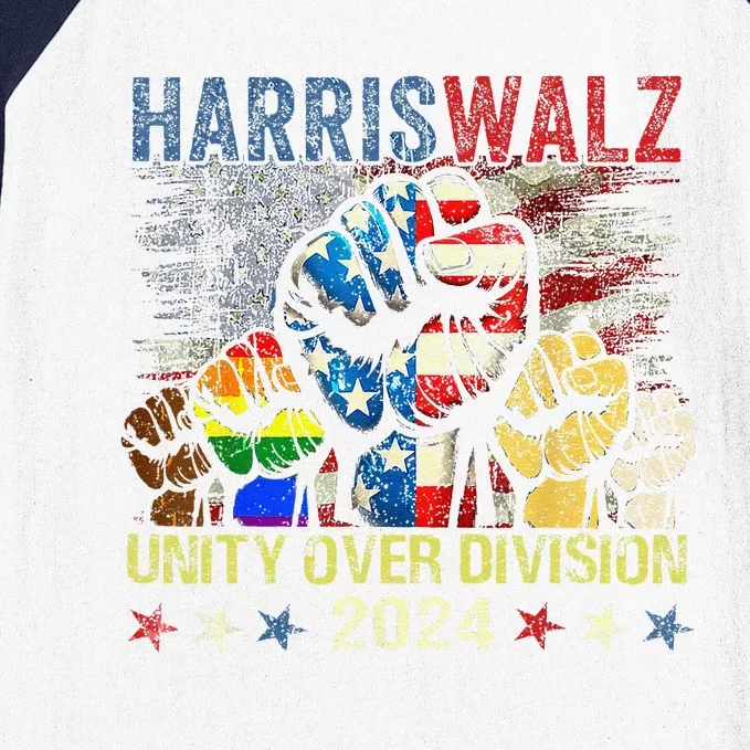 Kamala Harris Walz Waltz 2024 Unity Over Division Baseball Sleeve Shirt