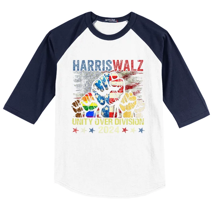 Kamala Harris Walz Waltz 2024 Unity Over Division Baseball Sleeve Shirt