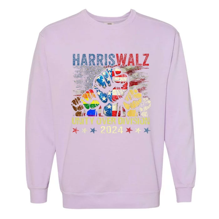 Kamala Harris Walz Waltz 2024 Unity Over Division Garment-Dyed Sweatshirt