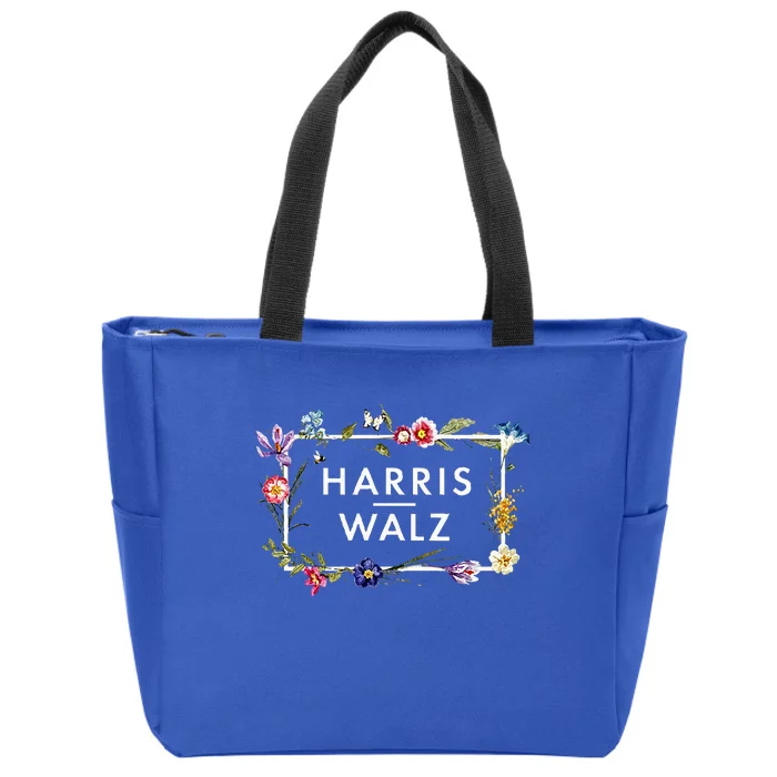 Kamala Harris Walz 2024 Floral Flowers Zip Tote Bag