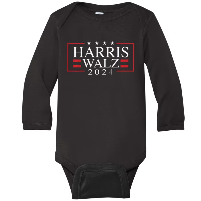 Kamala Harris Walz 2024 President Election Vote Usa Design Baby Long Sleeve Bodysuit