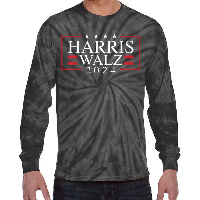 Kamala Harris Walz 2024 President Election Vote Usa Design Tie-Dye Long Sleeve Shirt