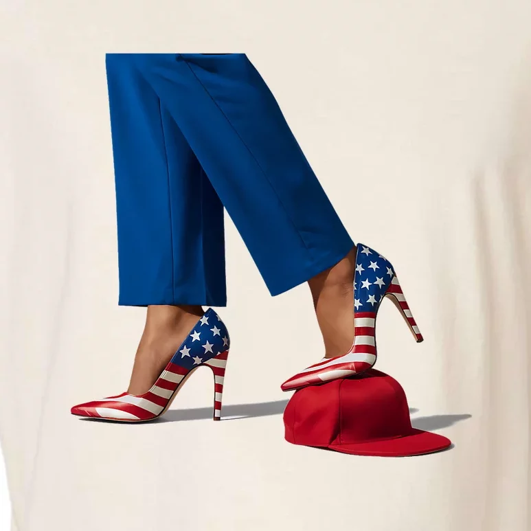 Kamala Harris With High Heels Stepping On Red Hat Garment-Dyed Women's Muscle Tee