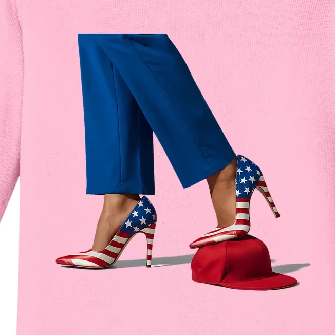 Kamala Harris With High Heels Stepping On Red Hat Baby Long Sleeve Bodysuit