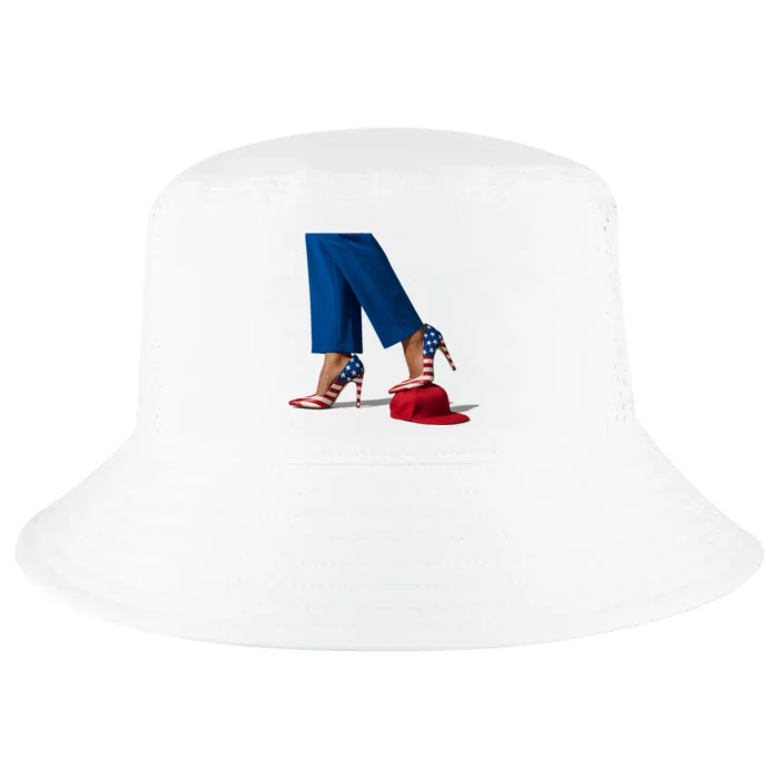 Kamala Harris With High Heels Stepping On Red Hat Cool Comfort Performance Bucket Hat