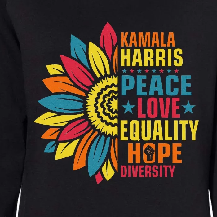 Kamala Harris Waltz Peace Love E Hope Diversity Womens California Wash Sweatshirt