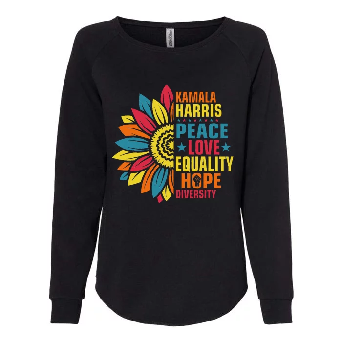 Kamala Harris Waltz Peace Love E Hope Diversity Womens California Wash Sweatshirt