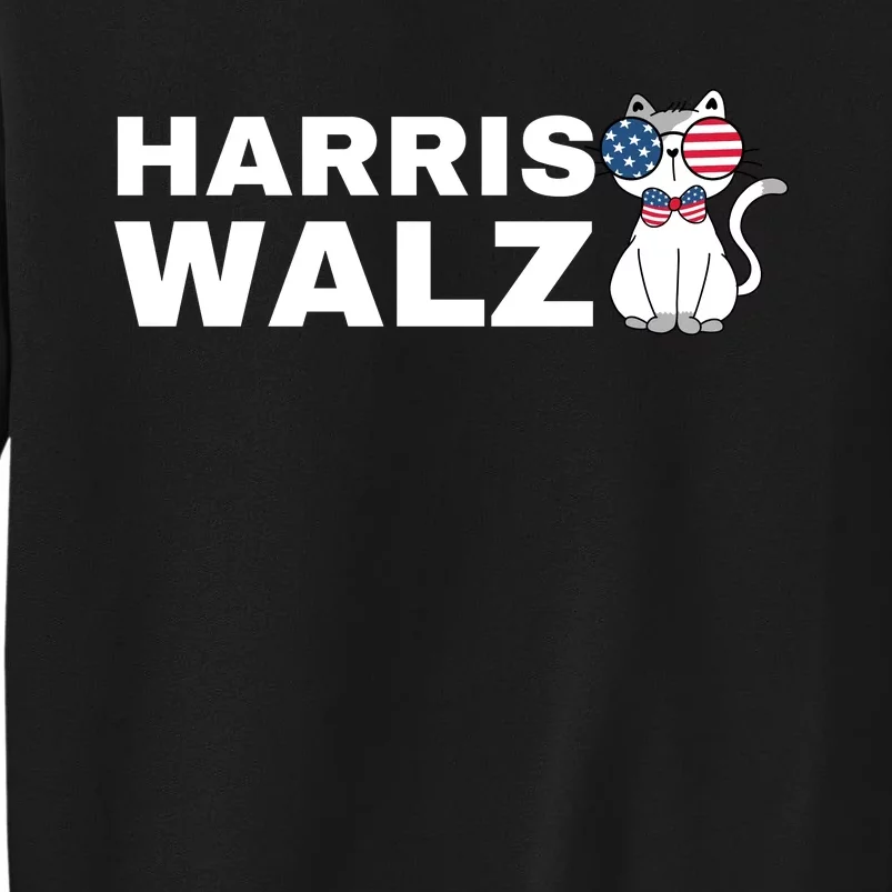 Kamala Harris Walz American Flag Cat Tall Sweatshirt