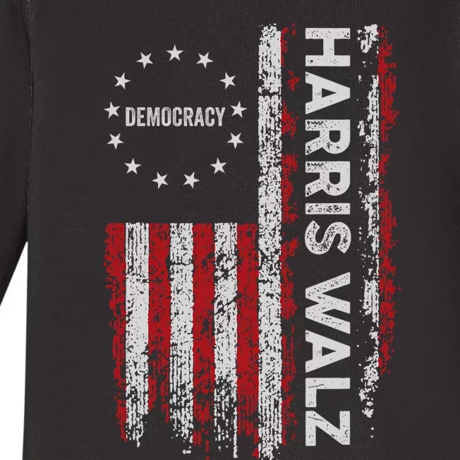 Kamala Harris Walz 2024 Harris Waltz Vp President 47th Flag Baby Long Sleeve Bodysuit