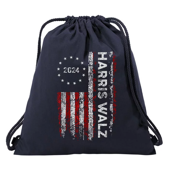 Kamala Harris Walz 2024 Harris Waltz Vp President 47th Flag Drawstring Bag