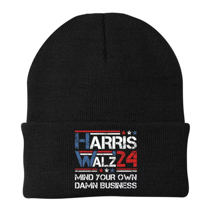 Kamala Harris Walz Waltz Mind Your Own Damn Business Gift Knit Cap Winter Beanie